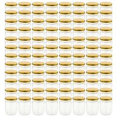 vidaXL ievārījuma burciņas, zelta krāsas vāciņi, 96 gab., 230 ml cena un informācija | Trauki un piederumi konservēšanai | 220.lv