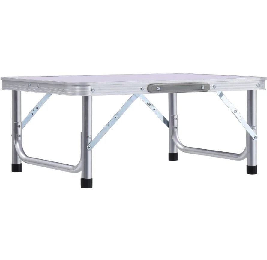vidaXL saliekams kempinga galds, balts alumīnijs, 60x45 cm cena un informācija |  Tūrisma mēbeles | 220.lv