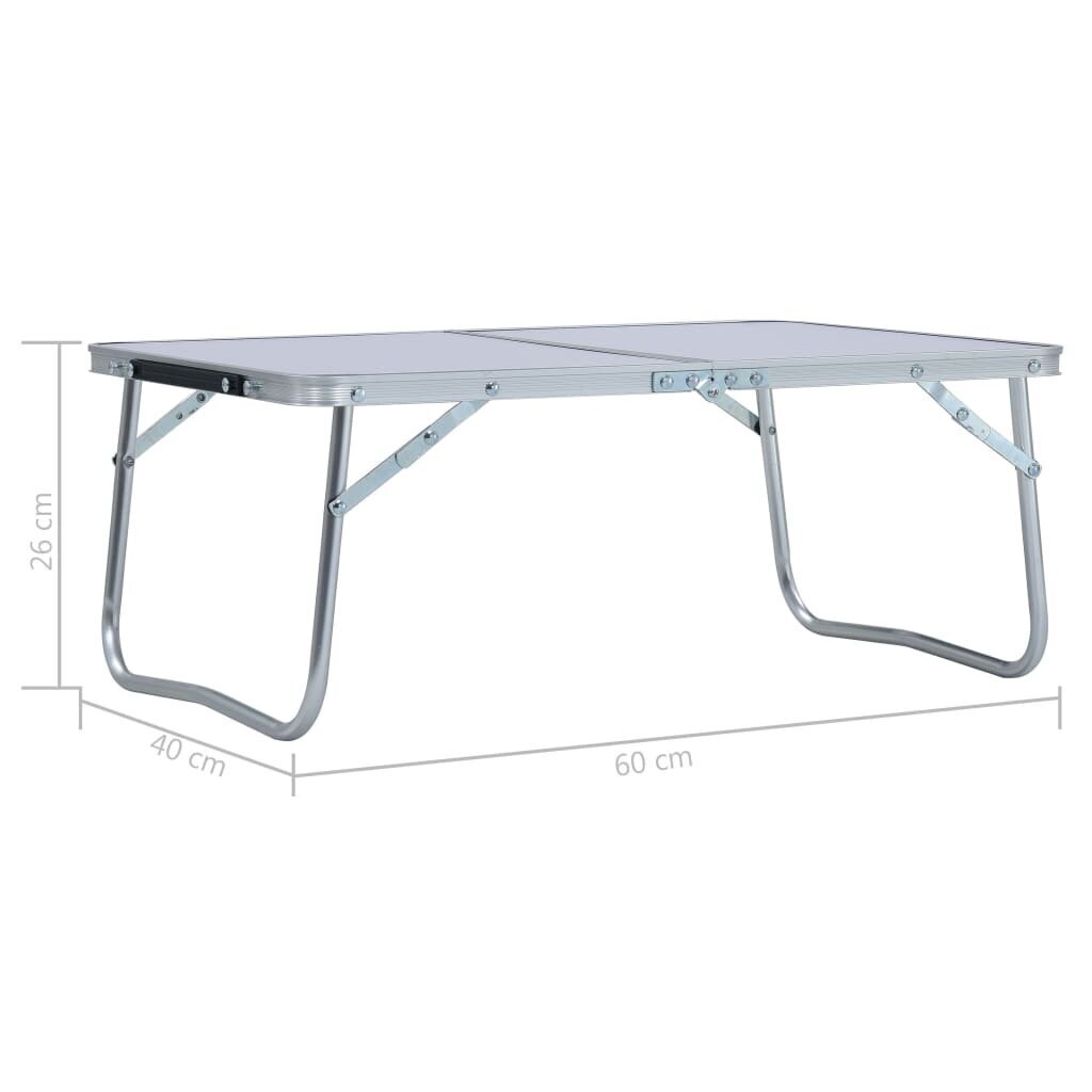 vidaXL saliekams kempinga galds, balts alumīnijs, 60x40 cm цена и информация |  Tūrisma mēbeles | 220.lv