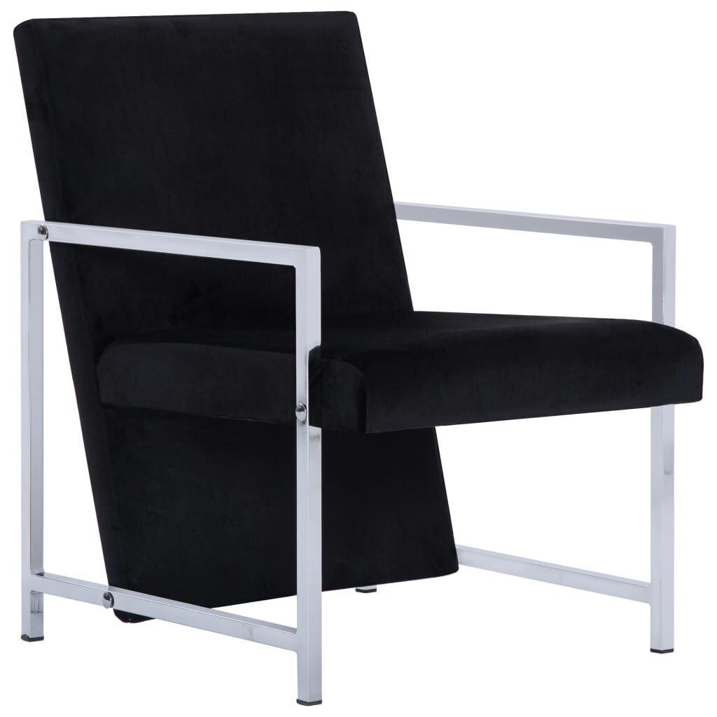 vidaXL atpūtas krēsls ar hromētām kājām, melns samts цена и информация | Atpūtas krēsli | 220.lv