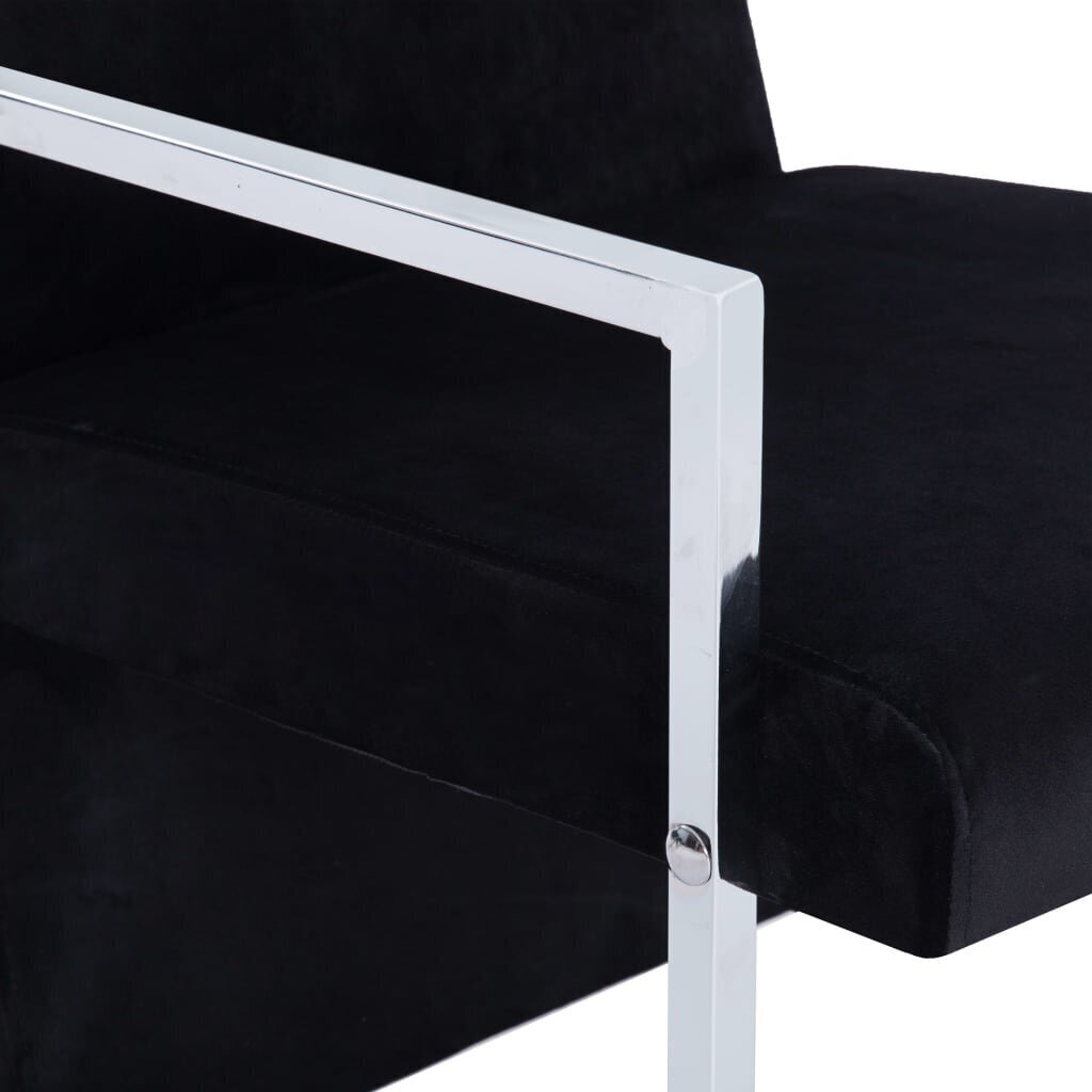 vidaXL atpūtas krēsls ar hromētām kājām, melns samts цена и информация | Atpūtas krēsli | 220.lv