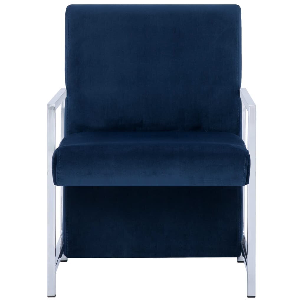 vidaXL atpūtas krēsls ar hromētām kājām, zils samts цена и информация | Atpūtas krēsli | 220.lv