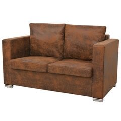 vidaXL dīvānu komplekts, 2 gab., mākslīgā zamšāda cena un informācija | Dīvānu komplekti | 220.lv