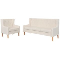 vidaXL dīvānu komplekts, 2 gab., krēmbalts audums цена и информация | Комплекты мягкой мебели | 220.lv
