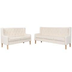 vidaXL dīvānu komplekts, 2 gab., krēmbalts audums цена и информация | Комплекты мягкой мебели | 220.lv