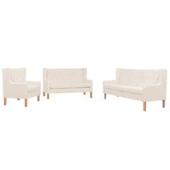 vidaXL dīvānu komplekts, 3 gab., krēmbalts audums цена и информация | Комплекты мягкой мебели | 220.lv
