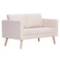 vidaXL divdaļīgs dīvānu komplekts, krēmkrāsas audums цена и информация | Dīvānu komplekti | 220.lv