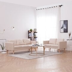 vidaXL divdaļīgs dīvānu komplekts, krēmkrāsas audums cena un informācija | Dīvānu komplekti | 220.lv