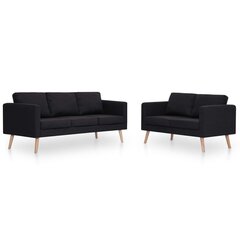 vidaXL divdaļīgs dīvānu komplekts, melns audums цена и информация | Комплекты мягкой мебели | 220.lv