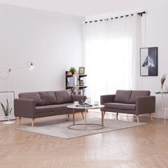 vidaXL divdaļīgs dīvānu komplekts, pelēkbrūns audums цена и информация | Комплекты мягкой мебели | 220.lv