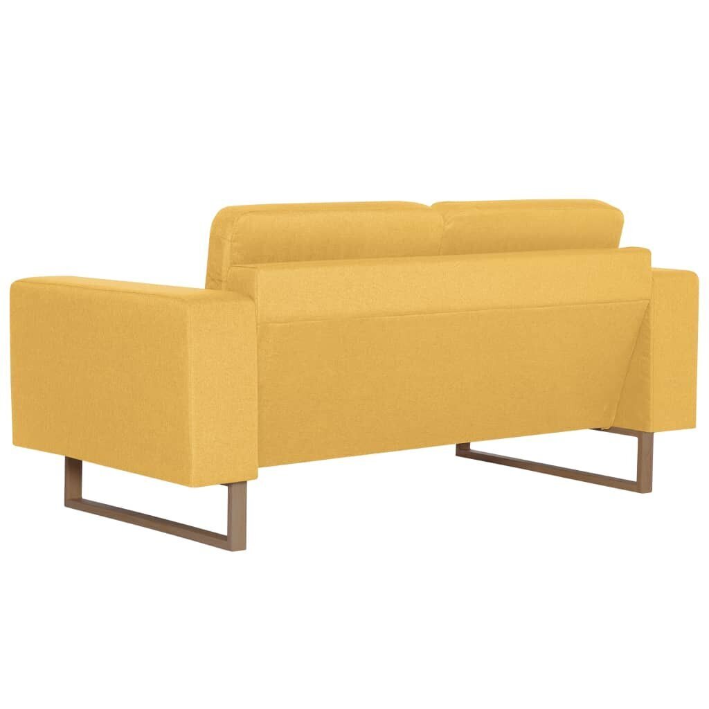 vidaXL divdaļīgs dīvānu komplekts, dzeltens audums cena un informācija | Dīvānu komplekti | 220.lv