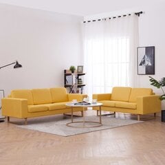 vidaXL divdaļīgs dīvānu komplekts, dzeltens audums цена и информация | Комплекты мягкой мебели | 220.lv