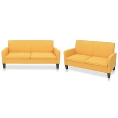 vidaXL divdaļīgs dīvānu komplekts, dzeltens audums цена и информация | Комплекты мягкой мебели | 220.lv