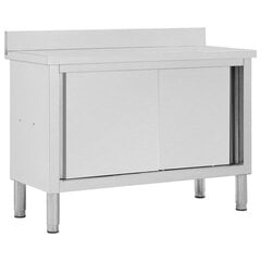 vidaXL darba galds ar bīdāmām durvīm, 120x50x95 cm, nerūsējošs tērauds cena un informācija | Virtuves skapīši | 220.lv