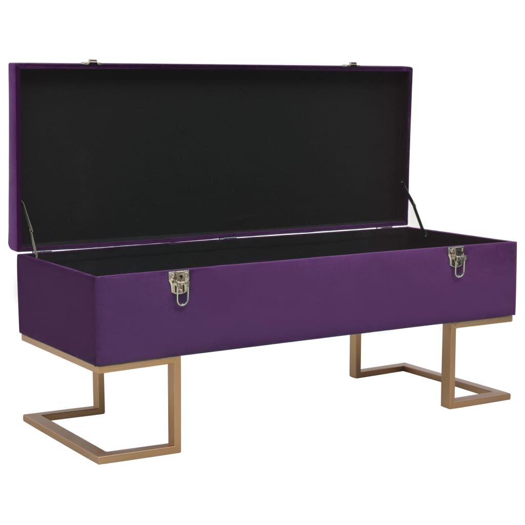 vidaXL sols ar kasti, 105 cm, violets samts cena un informācija | Apavu skapji, apavu plaukti, priekšnama soliņi | 220.lv