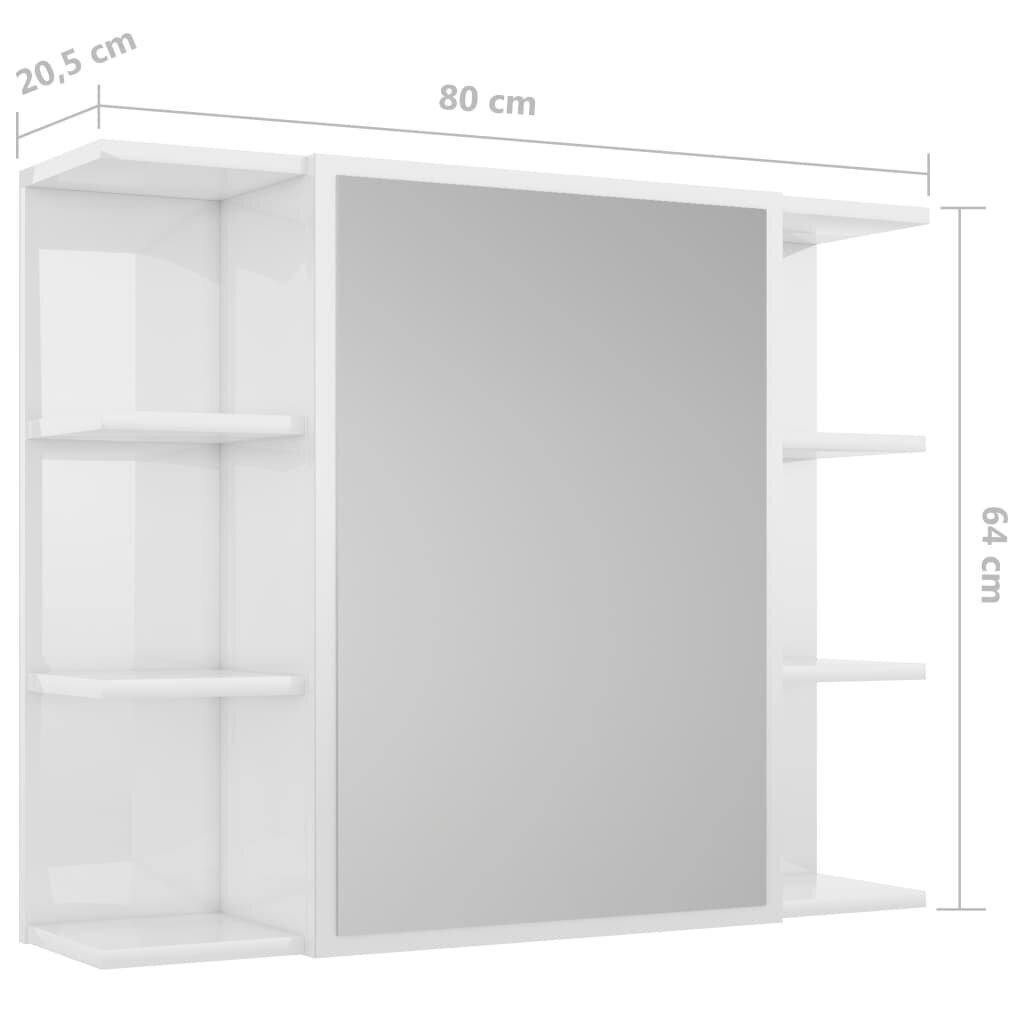 vidaXL vannasistabas spoguļskapītis, balts, 80x20,5x64 cm cena un informācija | Vannas istabas skapīši | 220.lv