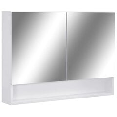 vidaXL vannasistabas skapītis ar spoguli un LED, 80x15x60cm, balts MDF цена и информация | Шкафчики для ванной | 220.lv