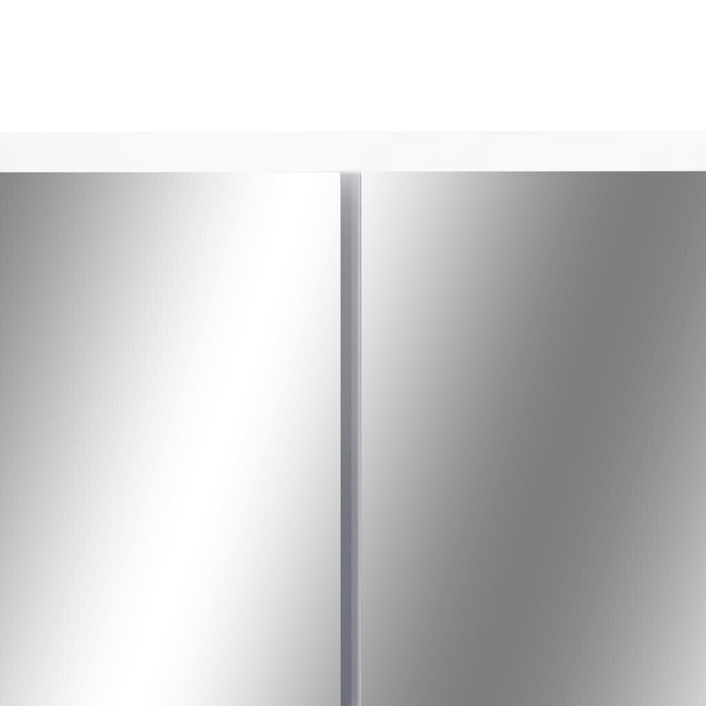 vidaXL vannasistabas skapītis ar spoguli un LED, 80x15x60cm, balts MDF cena un informācija | Vannas istabas skapīši | 220.lv