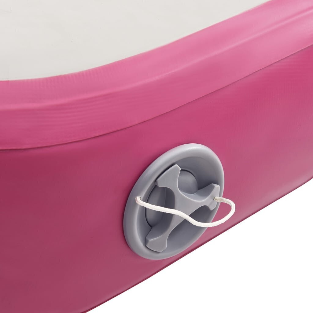 vidaXL piepūšams vingrošanas paklājs ar pumpi, 400x100x15 cm, rozā PVC cena un informācija | Vingrošanas paklāji | 220.lv