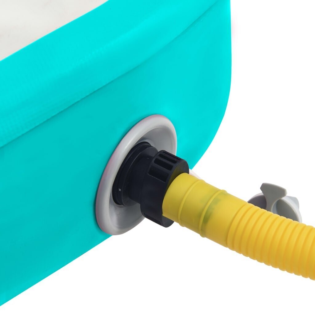 vidaXL piepūšams vingrošanas paklājs ar pumpi, 400x100x15 cm, zaļš PVC цена и информация | Vingrošanas paklāji | 220.lv