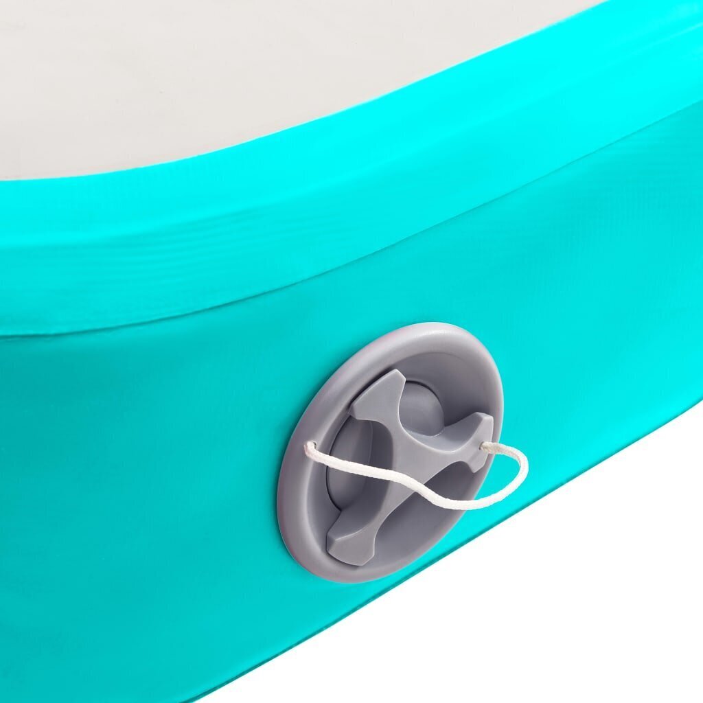 vidaXL piepūšams vingrošanas paklājs ar pumpi, 800x100x15 cm, zaļš PVC цена и информация | Vingrošanas paklāji | 220.lv