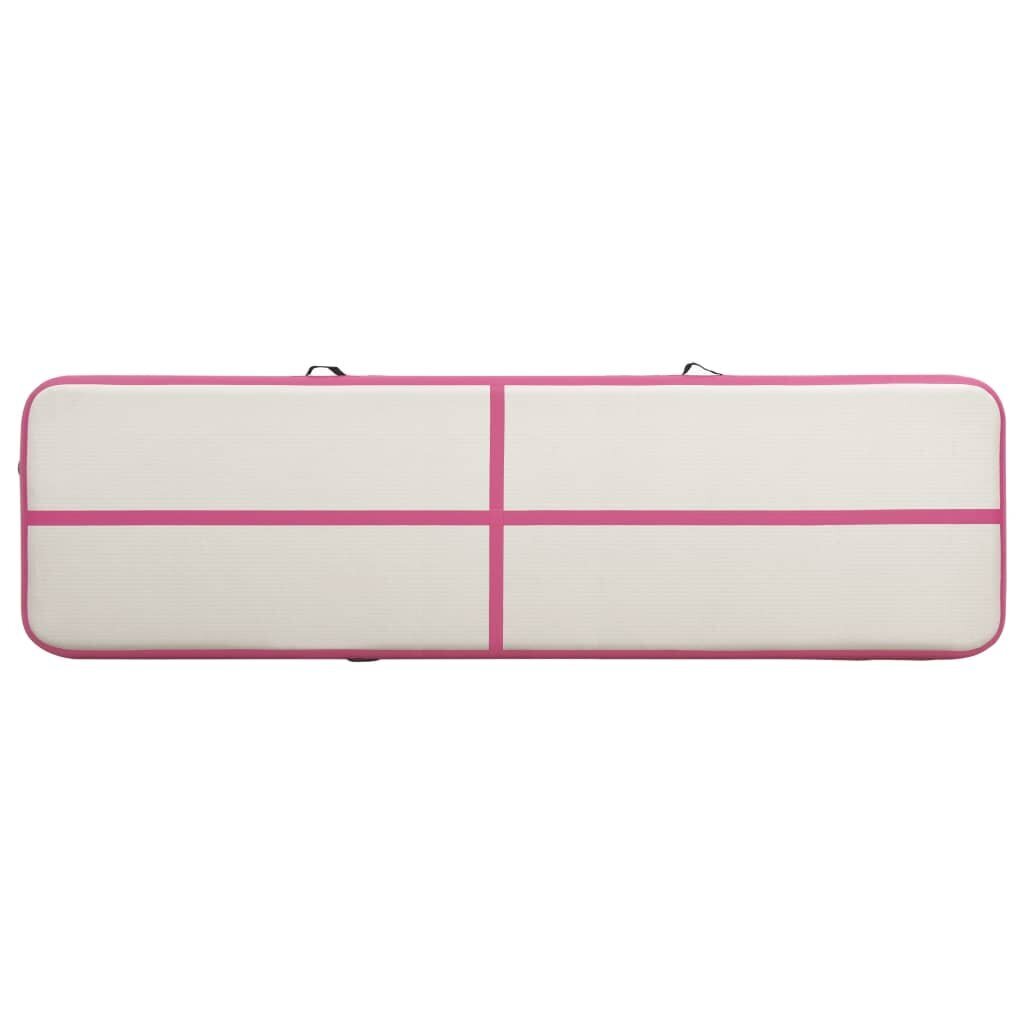vidaXL piepūšams vingrošanas paklājs ar pumpi, 600x100x20 cm, rozā PVC цена и информация | Vingrošanas paklāji | 220.lv