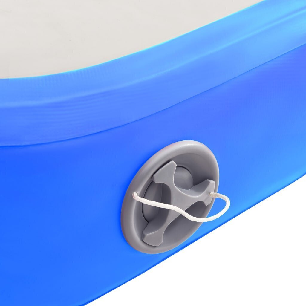 vidaXL piepūšams vingrošanas paklājs ar pumpi, 600x100x20 cm, zils PVC cena un informācija | Vingrošanas paklāji | 220.lv