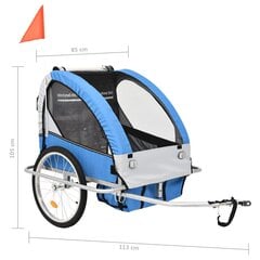 vidaXL bērnu velo piekabe, ratiņi, zili ar pelēku цена и информация | Прицепы для велосипеда | 220.lv