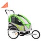 vidaXL bērnu velo piekabe, ratiņi, zaļi ar pelēku cena un informācija | Velosipēdu piekabes, rati | 220.lv