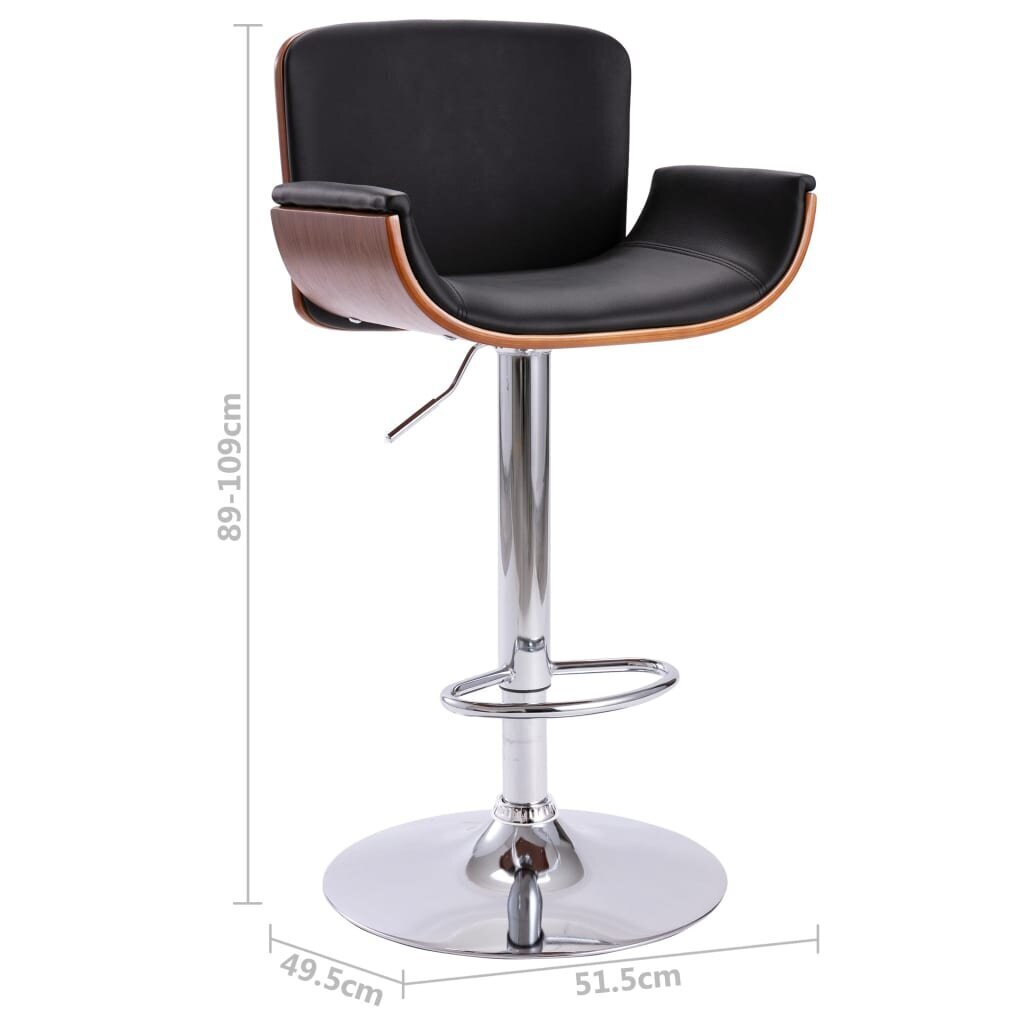 vidaXL bāra krēsls, melna mākslīgā āda cena un informācija | Virtuves un ēdamistabas krēsli | 220.lv