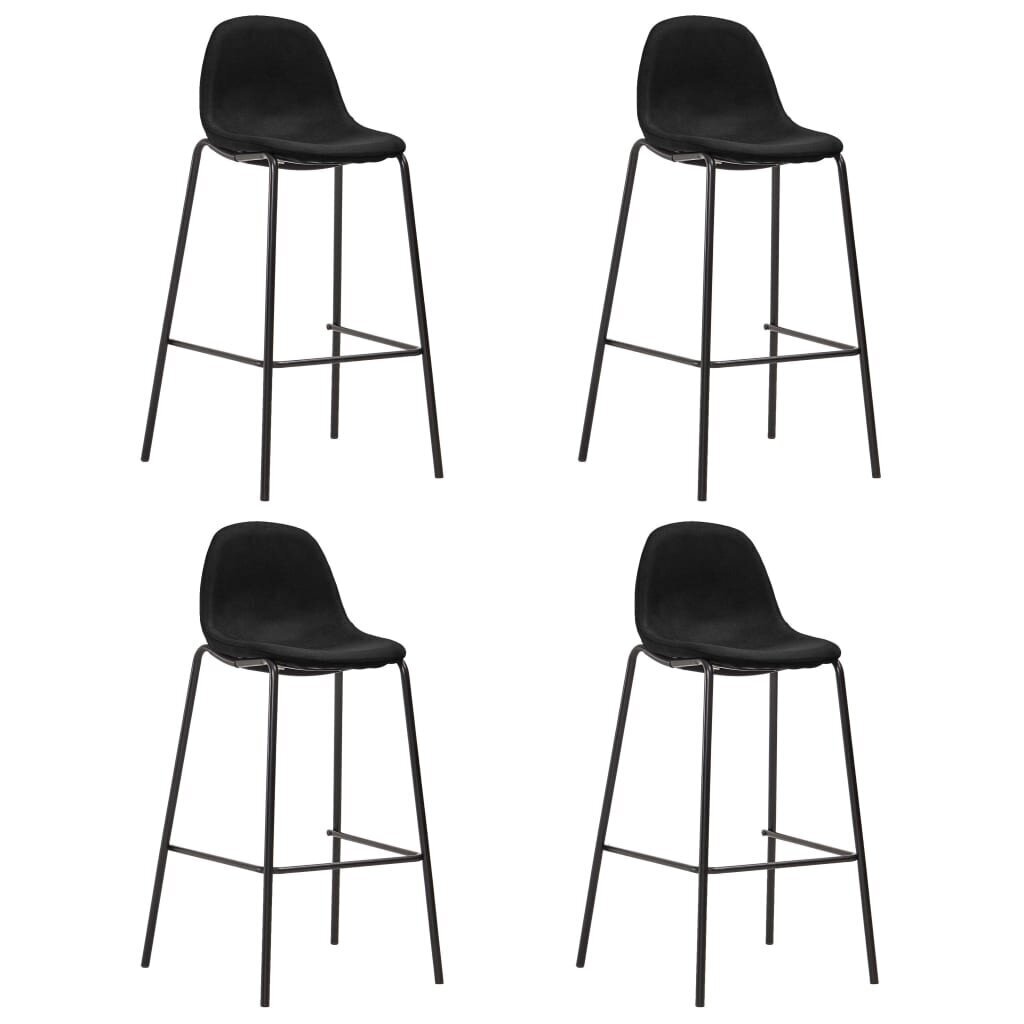 vidaXL bāra krēsli, 4 gab., melns audums cena un informācija | Virtuves un ēdamistabas krēsli | 220.lv