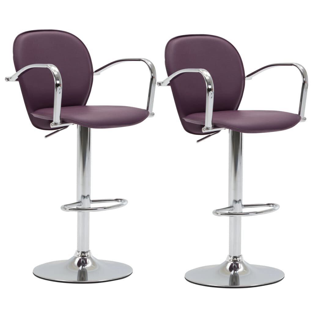 vidaXL bāra krēsli ar roku balstiem, 2 gab., violeta mākslīgā āda цена и информация | Virtuves un ēdamistabas krēsli | 220.lv