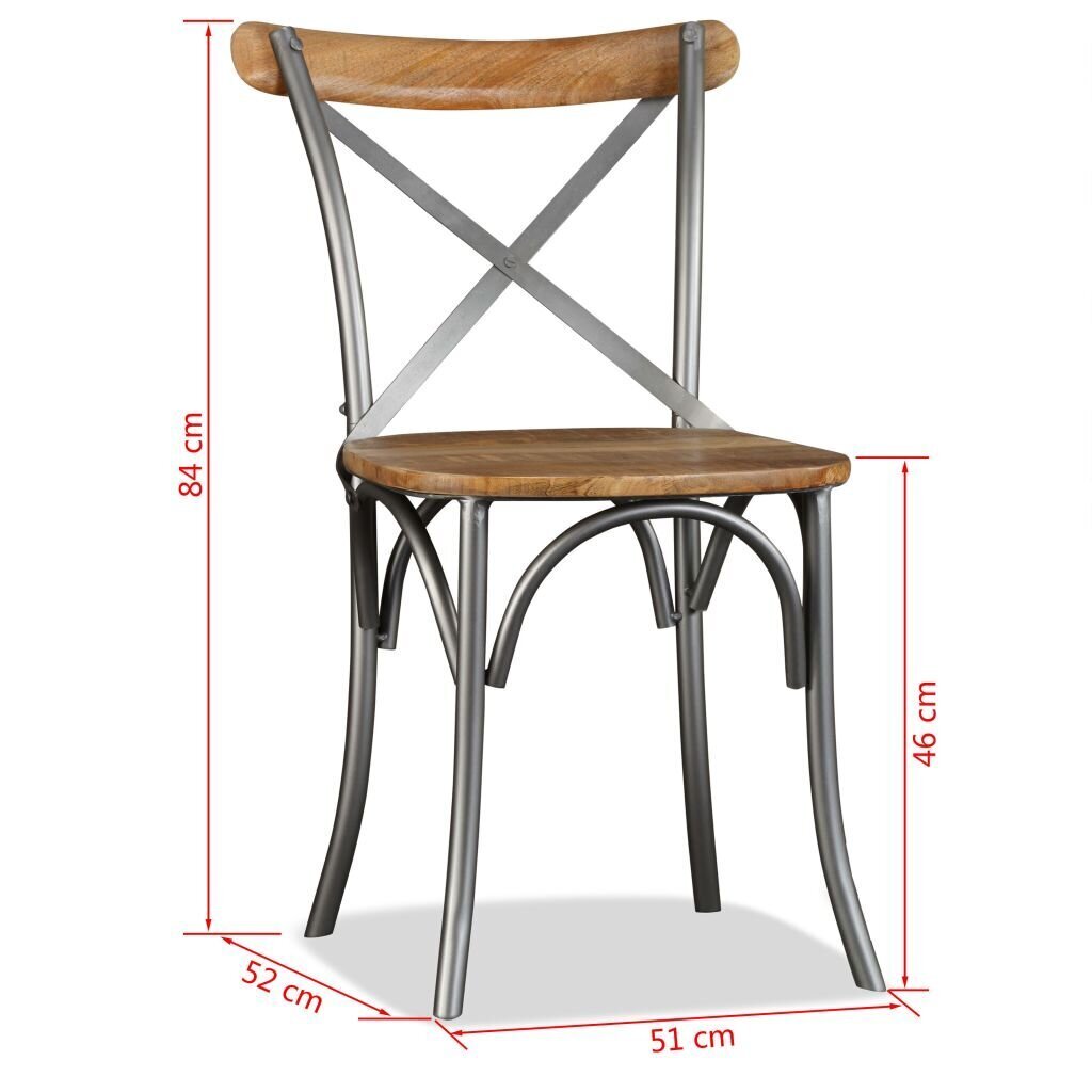 vidaXL virtuves krēsli, 2 gab., mango masīvkoks cena un informācija | Virtuves un ēdamistabas krēsli | 220.lv