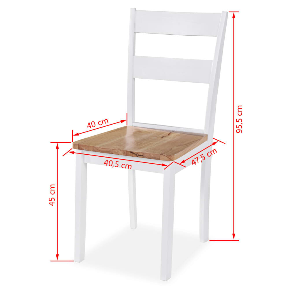 vidaXL virtuves krēsli, 4 gab., balti, masīvs gumijkoks cena un informācija | Virtuves un ēdamistabas krēsli | 220.lv