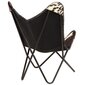 vidaXL tauriņa formas krēsls, melns ar baltu, īsta kazas āda cena un informācija | Atpūtas krēsli | 220.lv