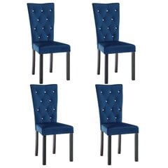 vidaXL virtuves krēsli, 4 gab., tumši zils samts cena un informācija | Virtuves un ēdamistabas krēsli | 220.lv