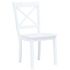 vidaXL virtuves krēsli, 2 gab., balts gumijas masīvkoks cena un informācija | Virtuves un ēdamistabas krēsli | 220.lv