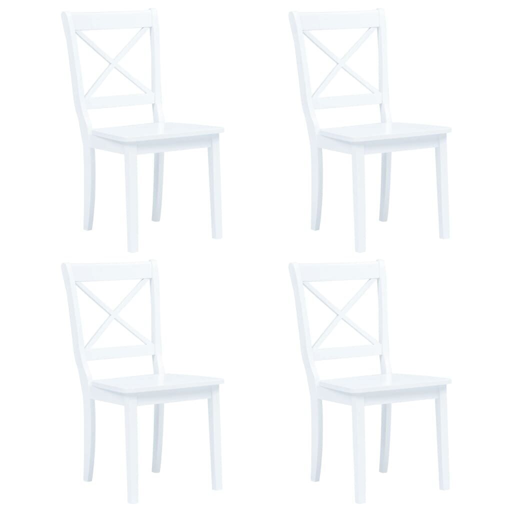 vidaXL virtuves krēsli, 4 gab., balts gumijas masīvkoks cena un informācija | Virtuves un ēdamistabas krēsli | 220.lv