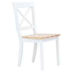 vidaXL virtuves krēsli, 2 gab., balti, gaiša koka, gumijas masīvkoks cena un informācija | Virtuves un ēdamistabas krēsli | 220.lv