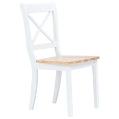 vidaXL virtuves krēsli, 4 gab., balti, gaiša koka, gumijas masīvkoks cena un informācija | Virtuves un ēdamistabas krēsli | 220.lv