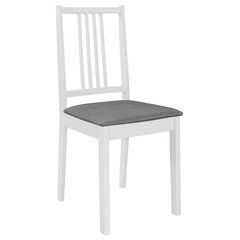 vidaXL virtuves krēsli ar matračiem, 4 gab., balts masīvkoks cena un informācija | Virtuves un ēdamistabas krēsli | 220.lv