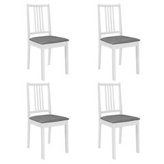 vidaXL virtuves krēsli ar matračiem, 4 gab., balts masīvkoks цена и информация | Стулья для кухни и столовой | 220.lv