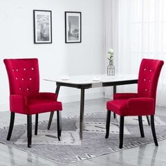 vidaXL virtuves krēsls ar roku balstiem, sarkans samts cena un informācija | Virtuves un ēdamistabas krēsli | 220.lv