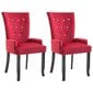 vidaXL virtuves krēsli ar roku balstiem, 2 gab., sarkans samts цена и информация | Virtuves un ēdamistabas krēsli | 220.lv