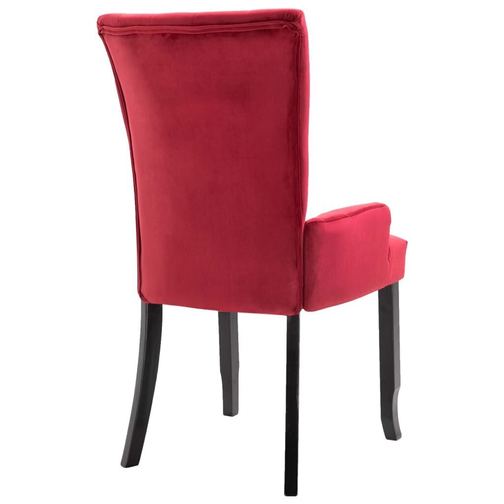 vidaXL virtuves krēsli ar roku balstiem, 2 gab., sarkans samts cena un informācija | Virtuves un ēdamistabas krēsli | 220.lv