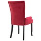 vidaXL virtuves krēsli ar roku balstiem, 4 gab., sarkans samts цена и информация | Virtuves un ēdamistabas krēsli | 220.lv