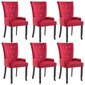 vidaXL virtuves krēsli ar roku balstiem, 6 gab., sarkans samts cena un informācija | Virtuves un ēdamistabas krēsli | 220.lv
