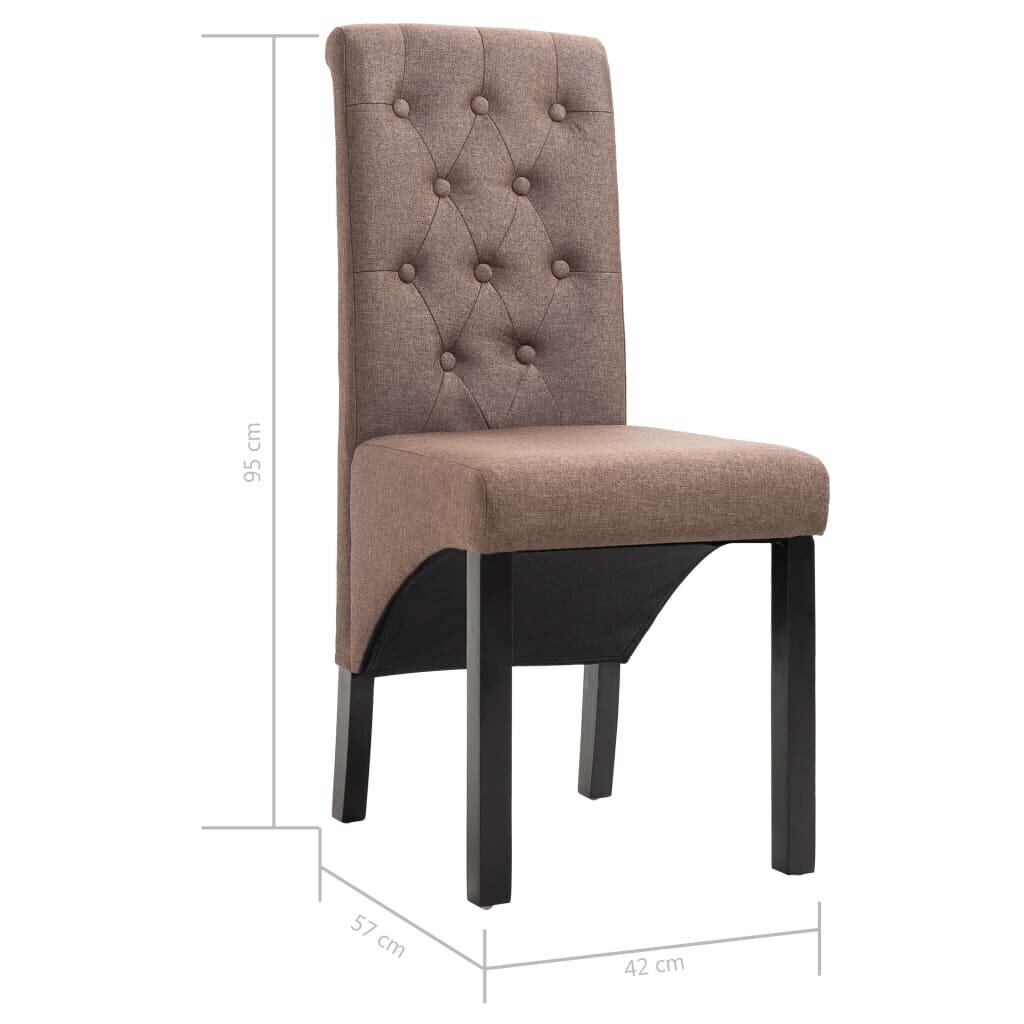 vidaXL virtuves krēsli, 4 gab., brūns audums cena un informācija | Virtuves un ēdamistabas krēsli | 220.lv