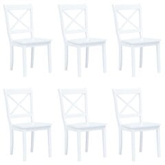 vidaXL virtuves krēsli, 6 gab., balts gumijas masīvkoks цена и информация | Стулья для кухни и столовой | 220.lv