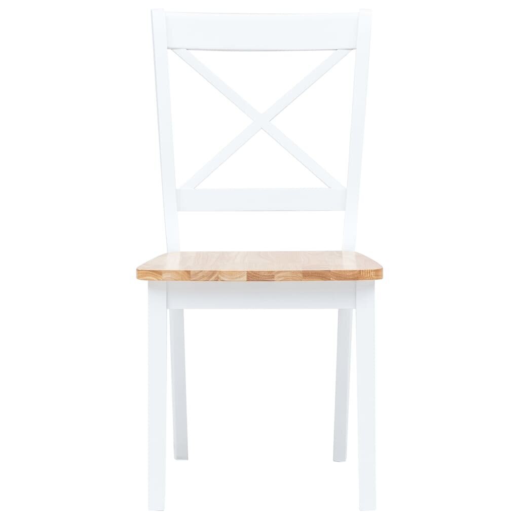 vidaXL virtuves krēsli, 6 gab., balti, gaiša koka, gumijas masīvkoks cena un informācija | Virtuves un ēdamistabas krēsli | 220.lv